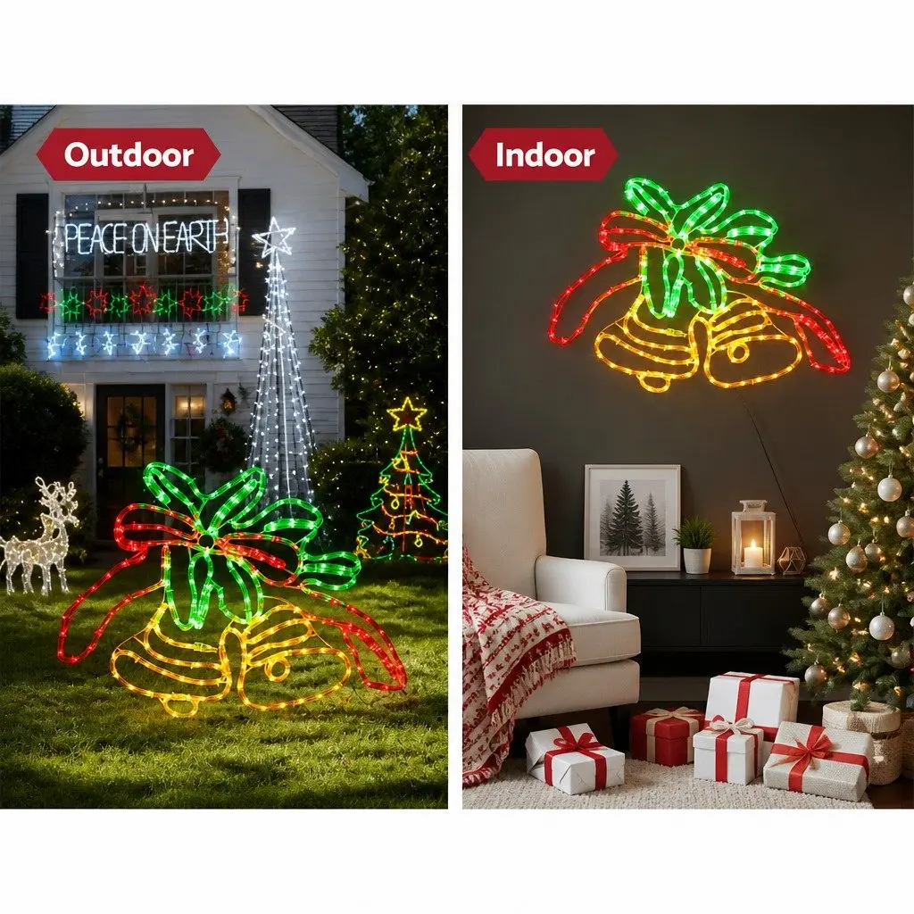 Multicoloured LED Christmas Bell Lights 0.76M Indoor Outdoor Decorations 216 Bulbs UV Resistant Water Resistant All Weather