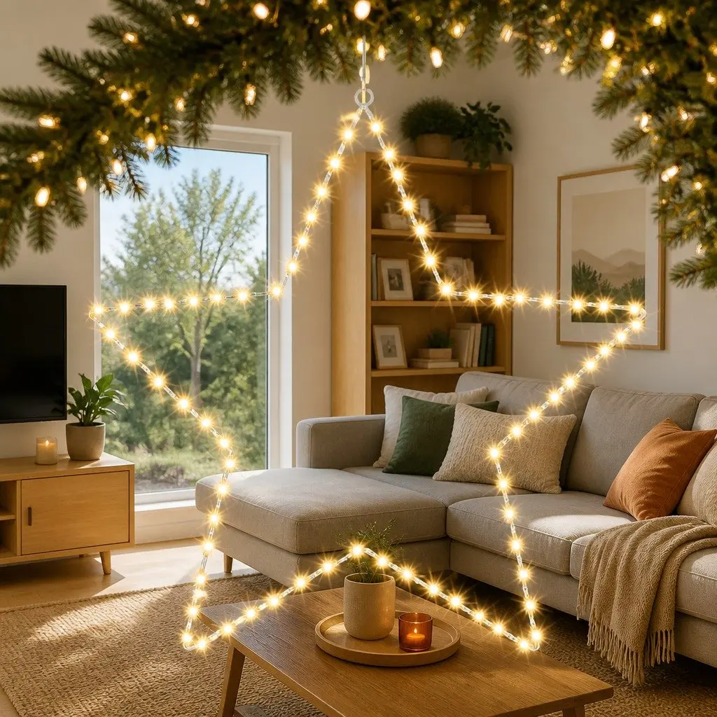Star Christmas Light Decoration 50cm 70 LED Warm White Battery Powered Indoor Outdoor