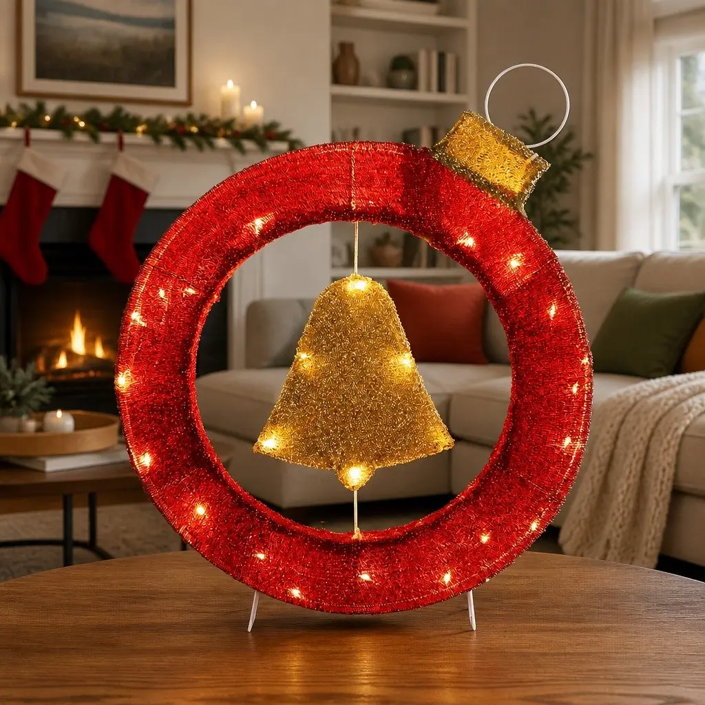 Christmas LED Wreath 60cm 30 Warm White Lights Indoor Outdoor