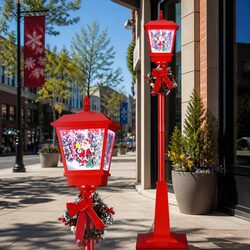 Festive 1.8M Christmas Lamp Post Light with Music