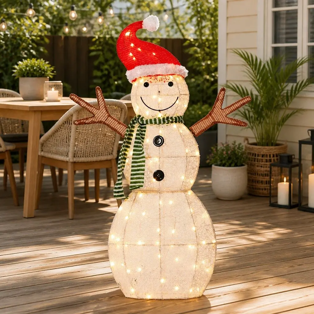 Christmas Snowman LED Lights 0.97M 80 Warm-White Bulbs Outdoor Indoor Decoration