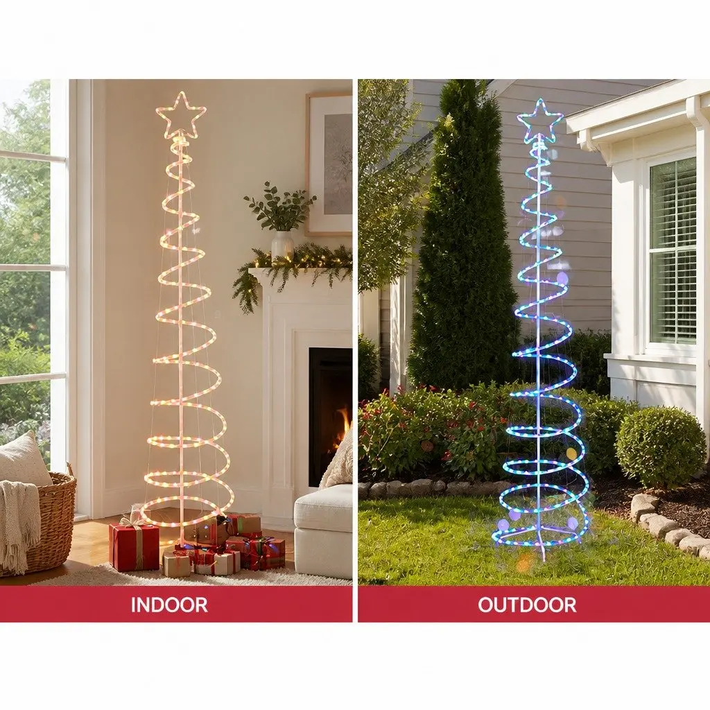 Christmas Tree 2.4M Solar Motif LED Lights Pre-lit Multi-coloured for Indoor Outdoor Decoration