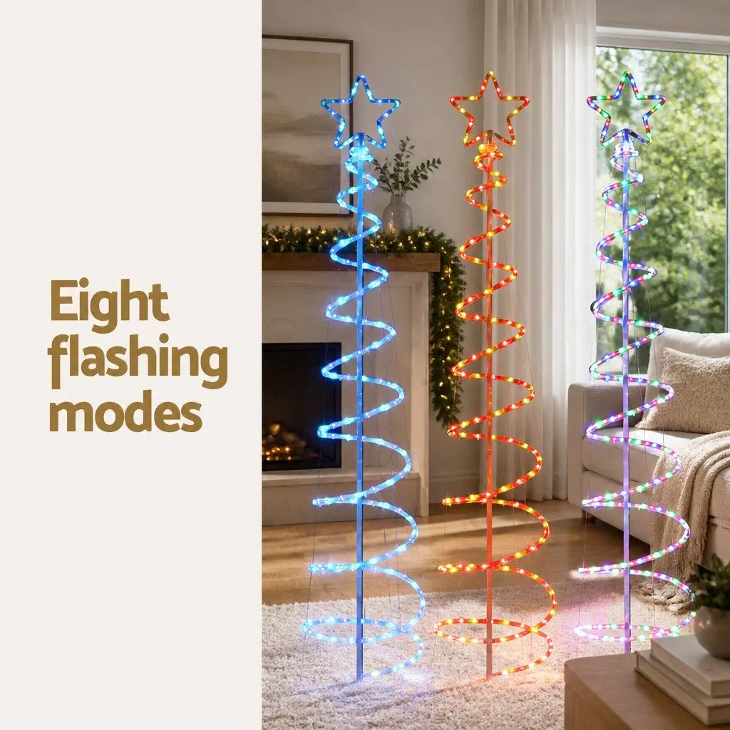 Christmas Tree 2.4M Solar Motif LED Lights Pre-lit Multi-coloured for Indoor Outdoor Decoration