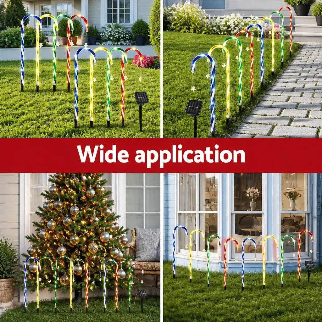 8 Piece Christmas Path Ground Lights 72 LED Solar Powered Multicolour Outdoor Garden Decorations