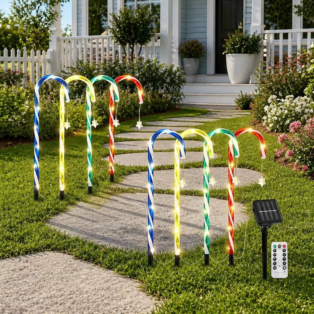 8 Piece Christmas Path Ground Lights 72 LED Solar Powered Multicolour Outdoor Garden Decorations