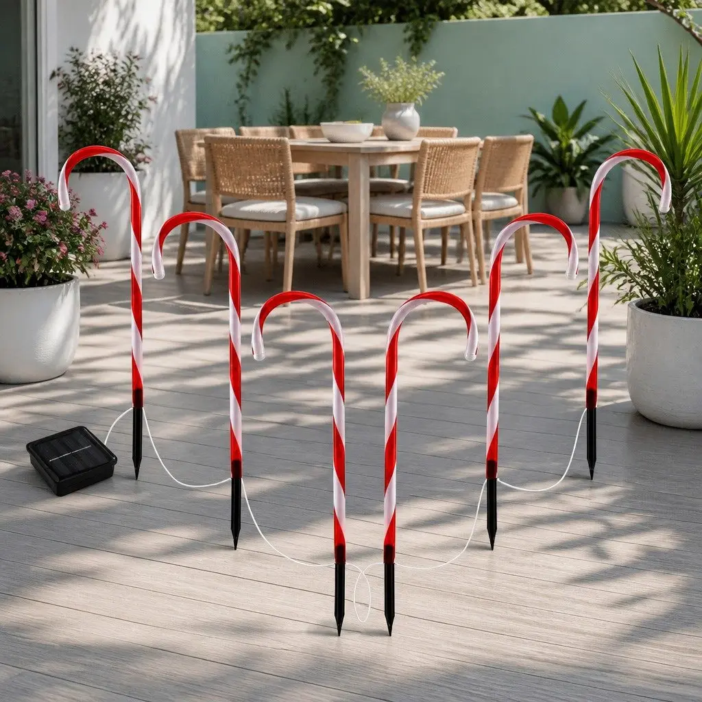 LED Christmas Path Ground Lights 6 PCS Solar Powered Water Resistant 42 Bulbs Eight Lighting Modes