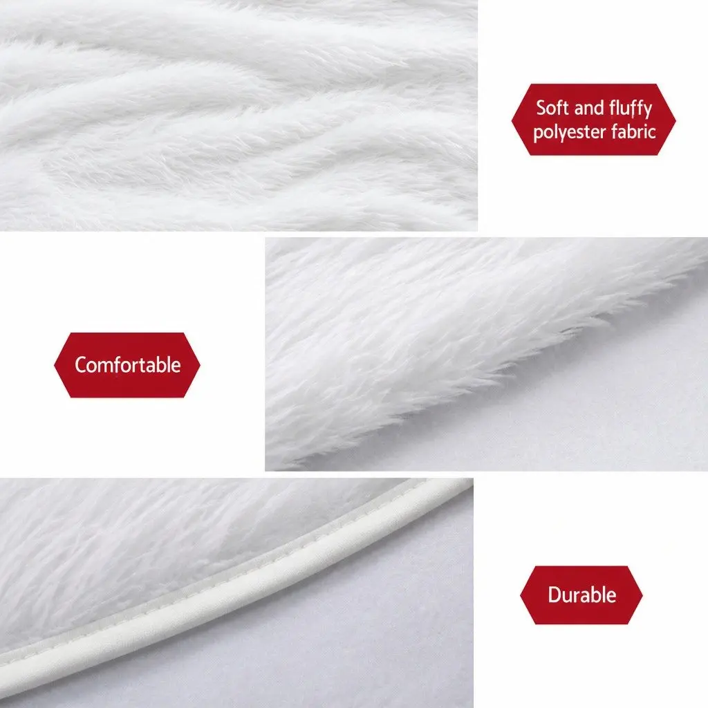 Christmas Tree Skirt 120cm White Plush Soft Polyester Festive Holiday Decoration