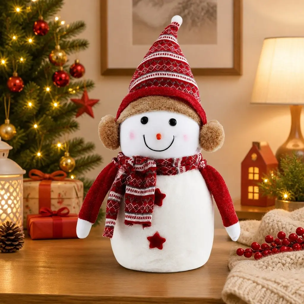 Christmas Snowman Plush Ornament Decorations 60cm Festive Table Display No