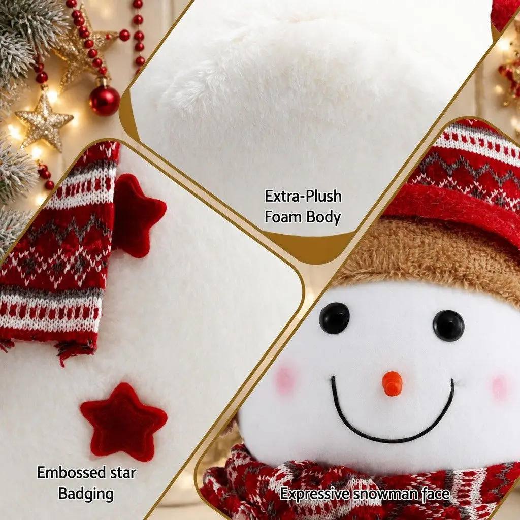 Christmas Snowman Plush Ornament Decorations 60cm Festive Table Display No