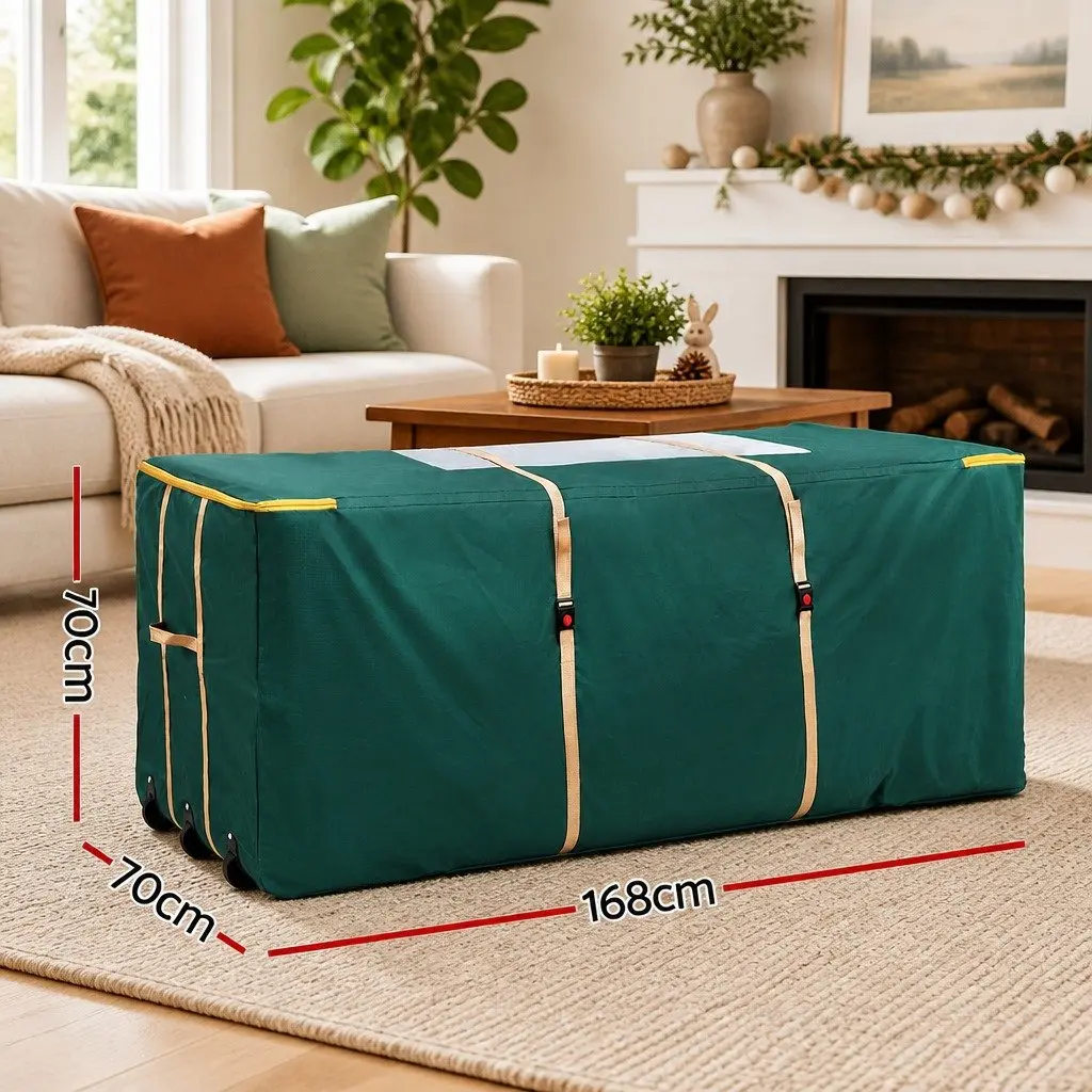 Christmas Tree Storage Bag 10ft Wheels Clear Window Green