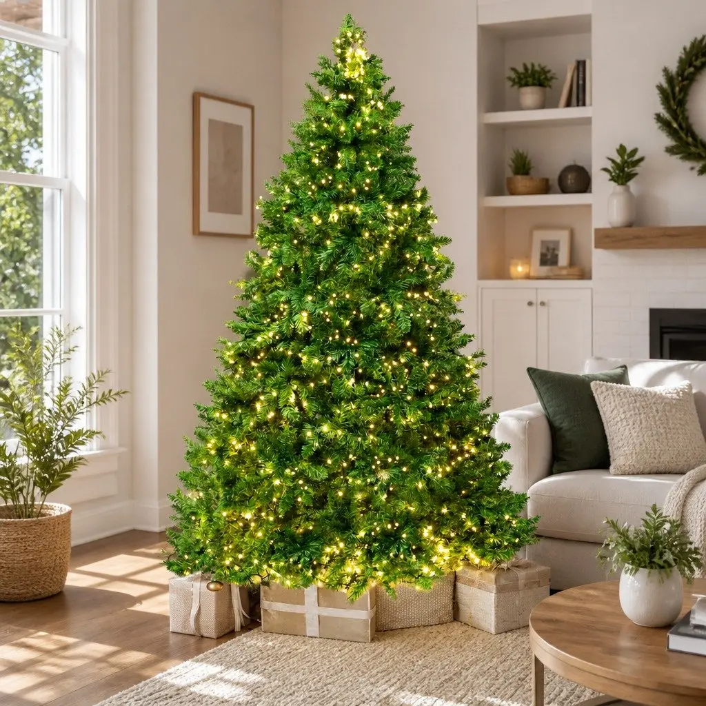 Christmas Tree 2.4m 8FT Pre-lit Green Fir Tree with 1488 LEDs for Home Decor