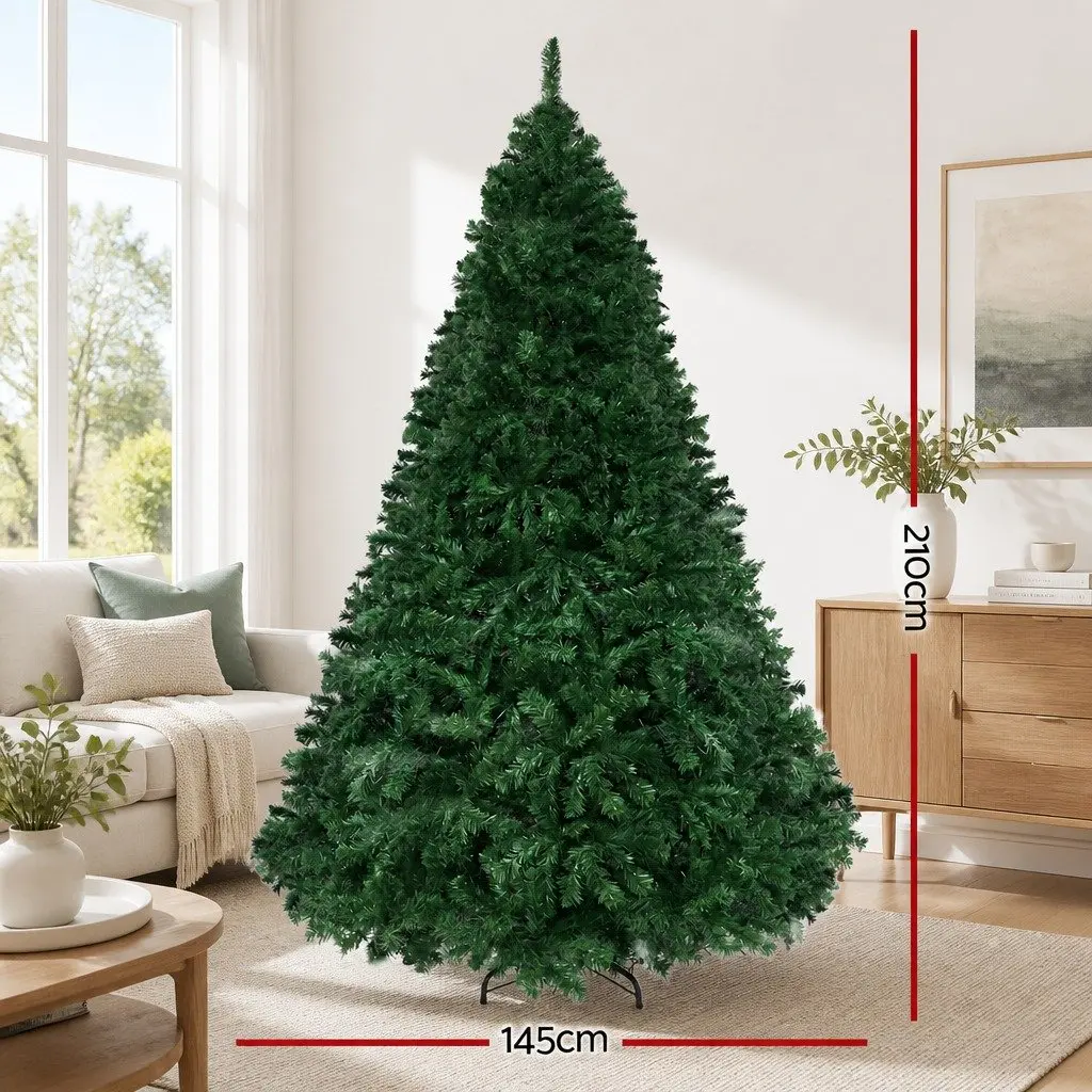 Pre-Lit Christmas Tree 2.1m Green LED Lights 2800 Multi-coloured 8 Modes Home Decor