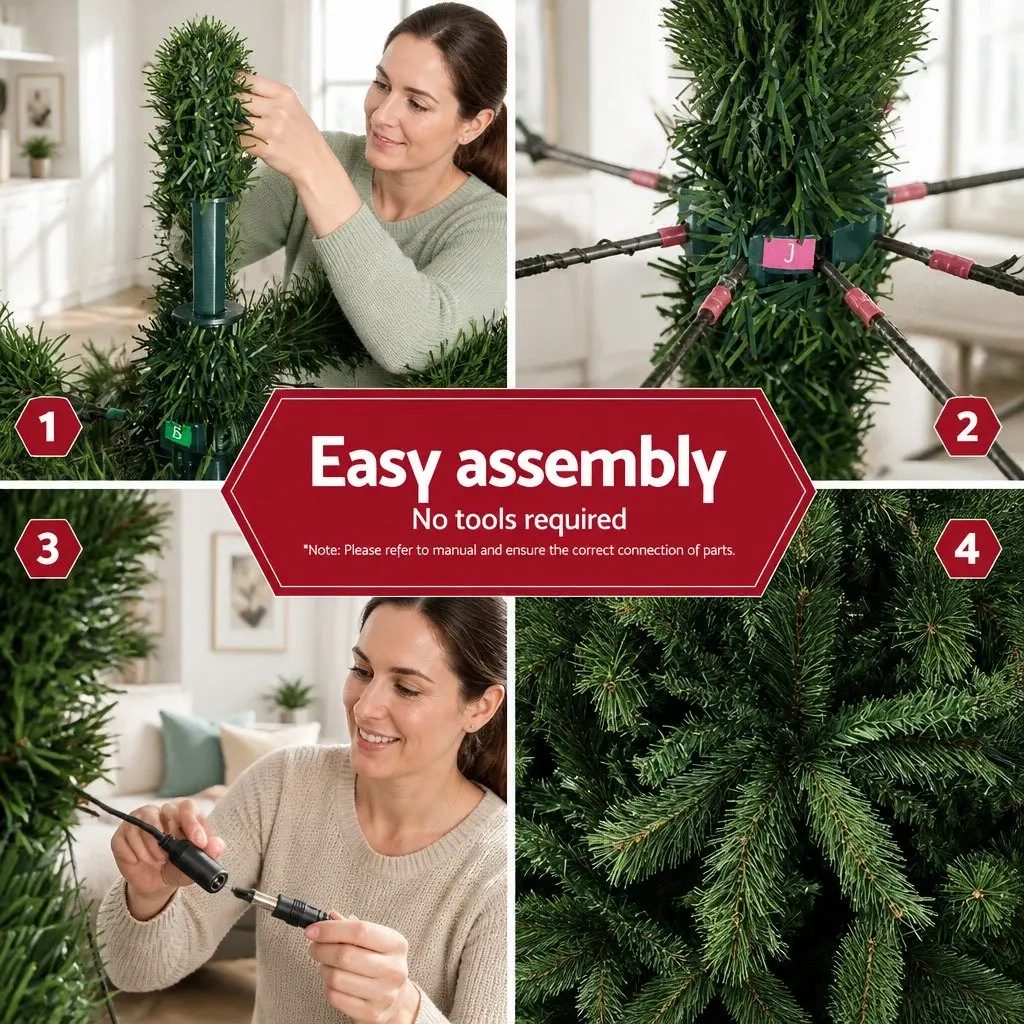 Pre-Lit Christmas Tree 2.1m Green LED Lights 2800 Multi-coloured 8 Modes Home Decor