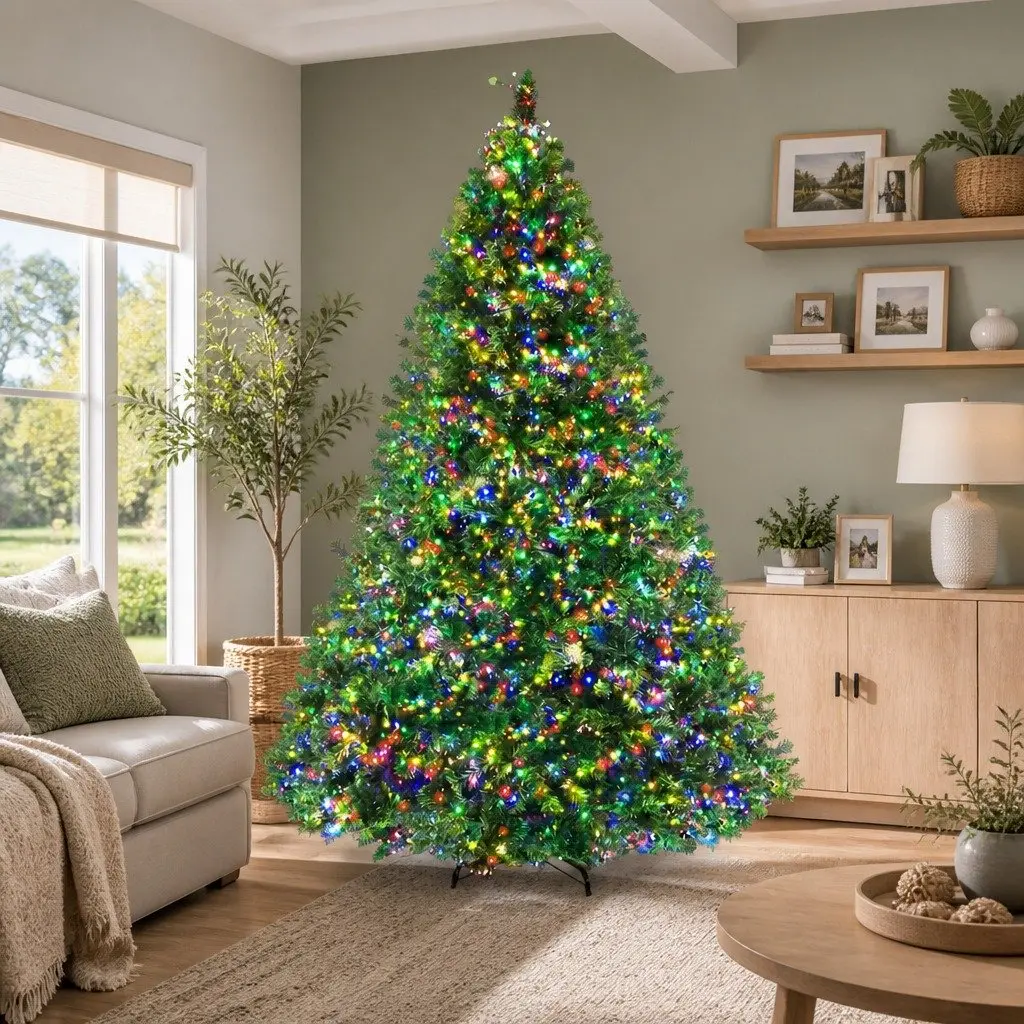 Christmas Tree 2.4M Pre-Lit Multi Colour LED 8 Light Mode 8FT