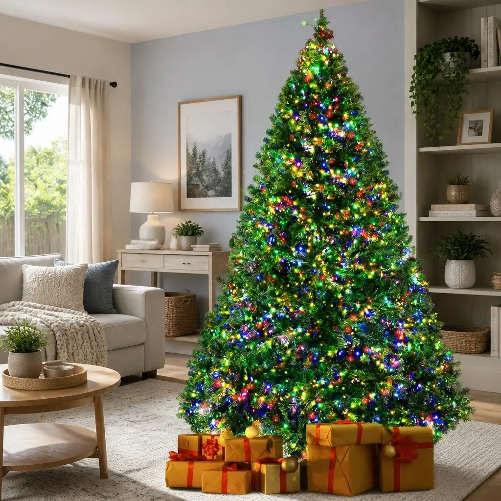 Christmas Tree 2.4M Pre-Lit Multi Colour LED 8 Light Mode 8FT