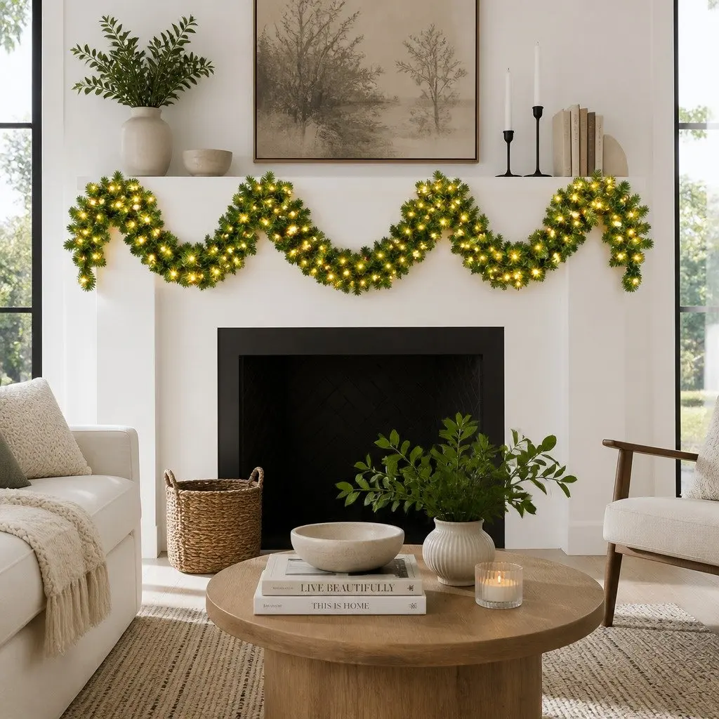 5M Green Christmas Garland LED Lights Warm Indoor Outdoor Decoration