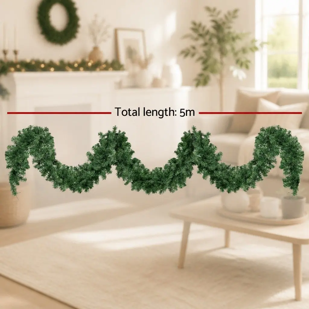 5M Green Christmas Garland LED Lights Warm Indoor Outdoor Decoration