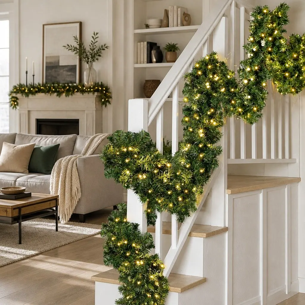 5M Green Christmas Garland LED Lights Warm Indoor Outdoor Decoration
