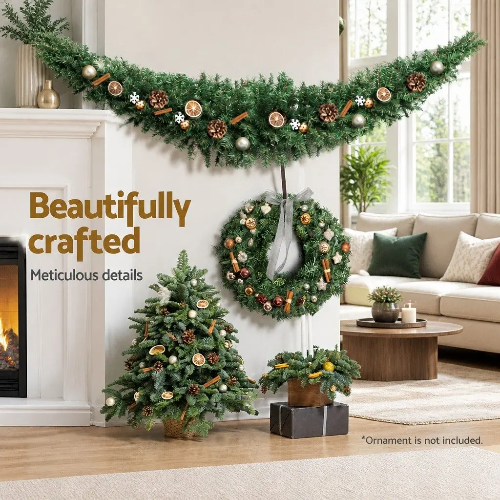 Christmas Garland 2.4m Evergreen Indoor Outdoor Decoration Non-toxic PVC