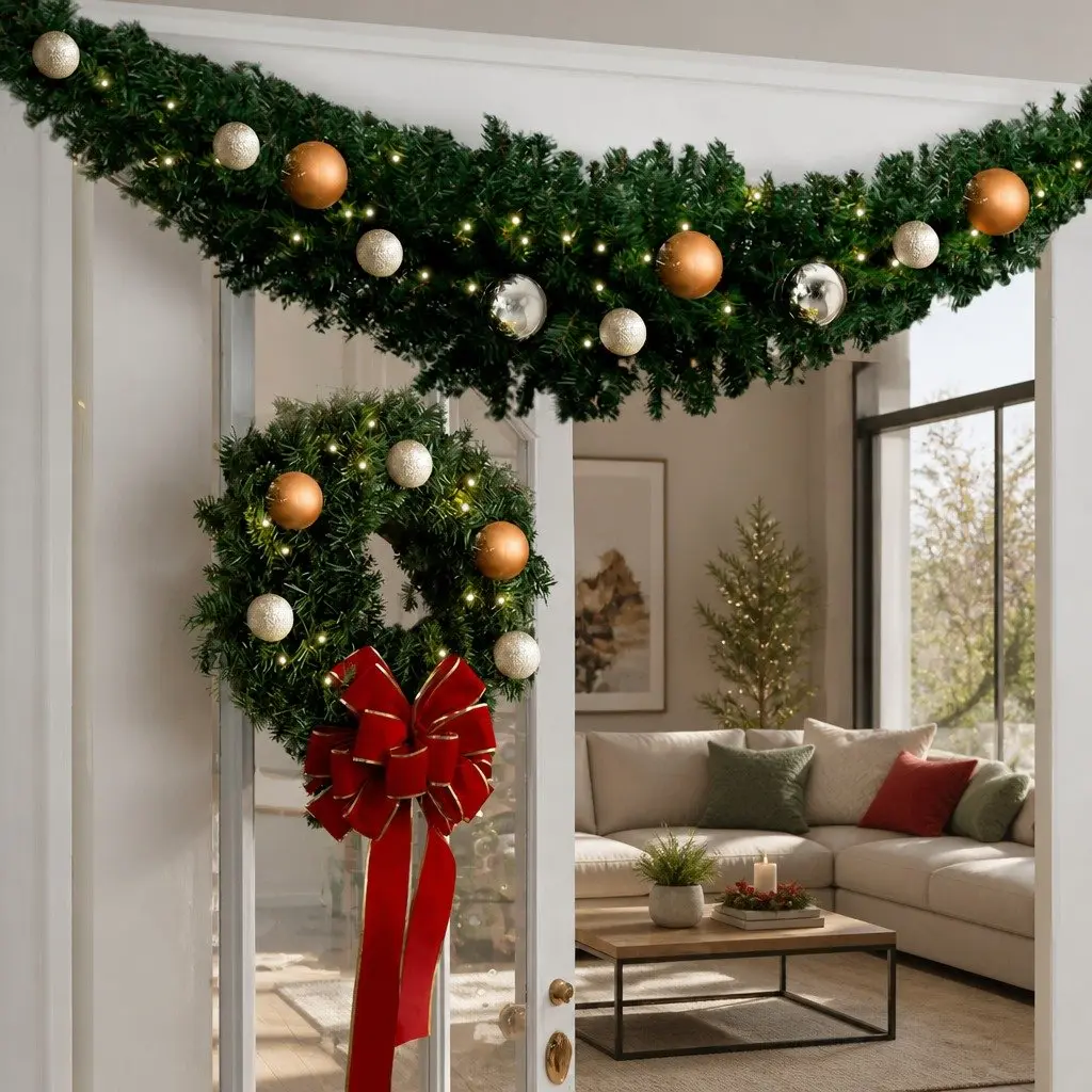Christmas Garland 2.4m Evergreen Indoor Outdoor Decoration Non-toxic PVC