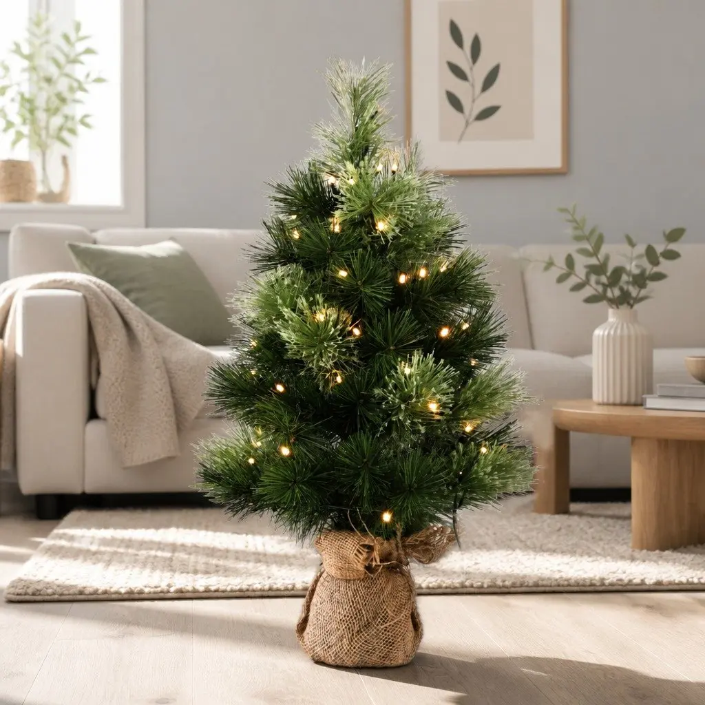 Mini Christmas Tree 60CM Tabletop LED Lights 8 Light Modes Green