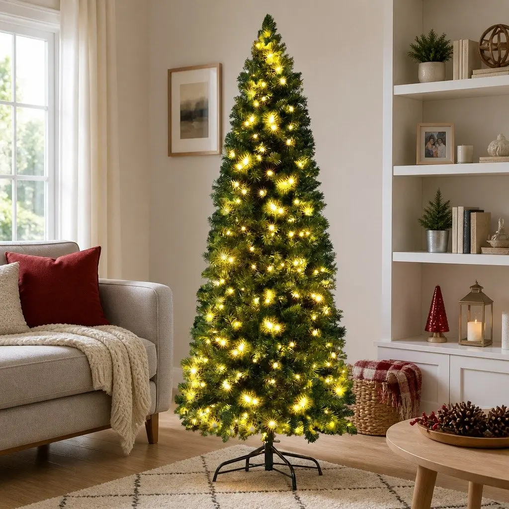 Christmas Tree 1.8M Pre-Lit 200 LED Multi Colour 8 Mode Green 544 Tips
