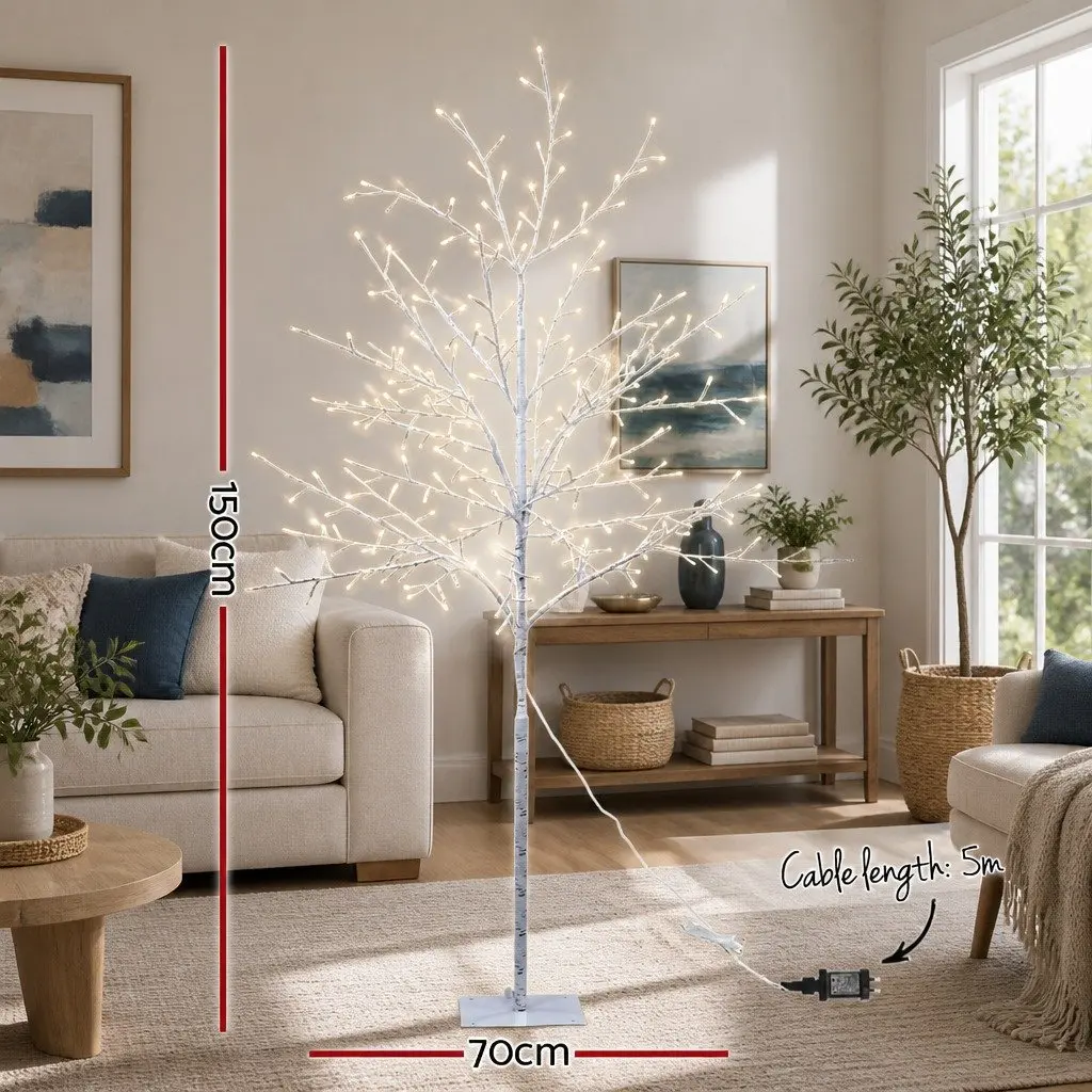 LED Christmas Tree 5FT Pre-Lit with 304 Warm White Lights Indoor Outdoor Holiday Decoration