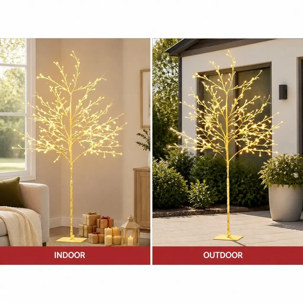 LED Christmas Tree 5FT Pre-Lit with 304 Warm White Lights Indoor Outdoor Holiday Decoration