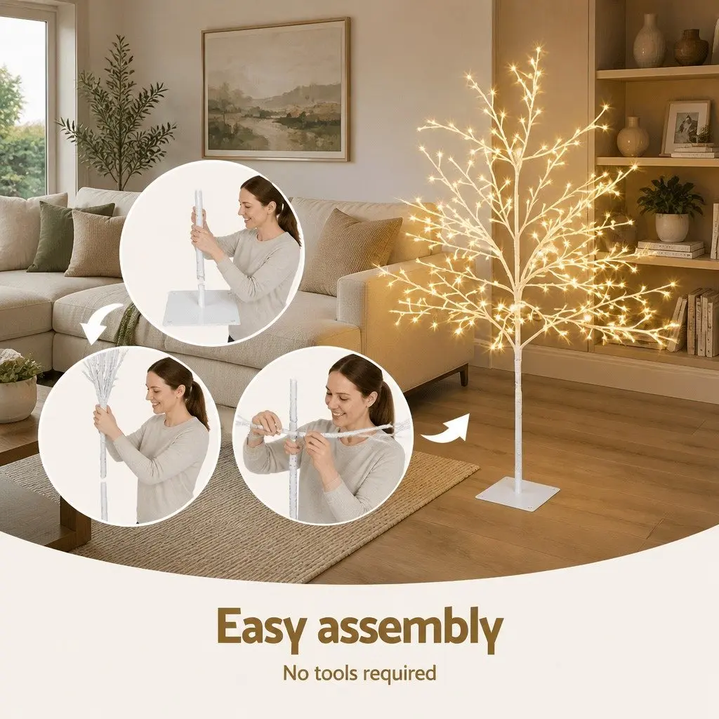 LED Christmas Tree 5FT Pre-Lit with 304 Warm White Lights Indoor Outdoor Holiday Decoration