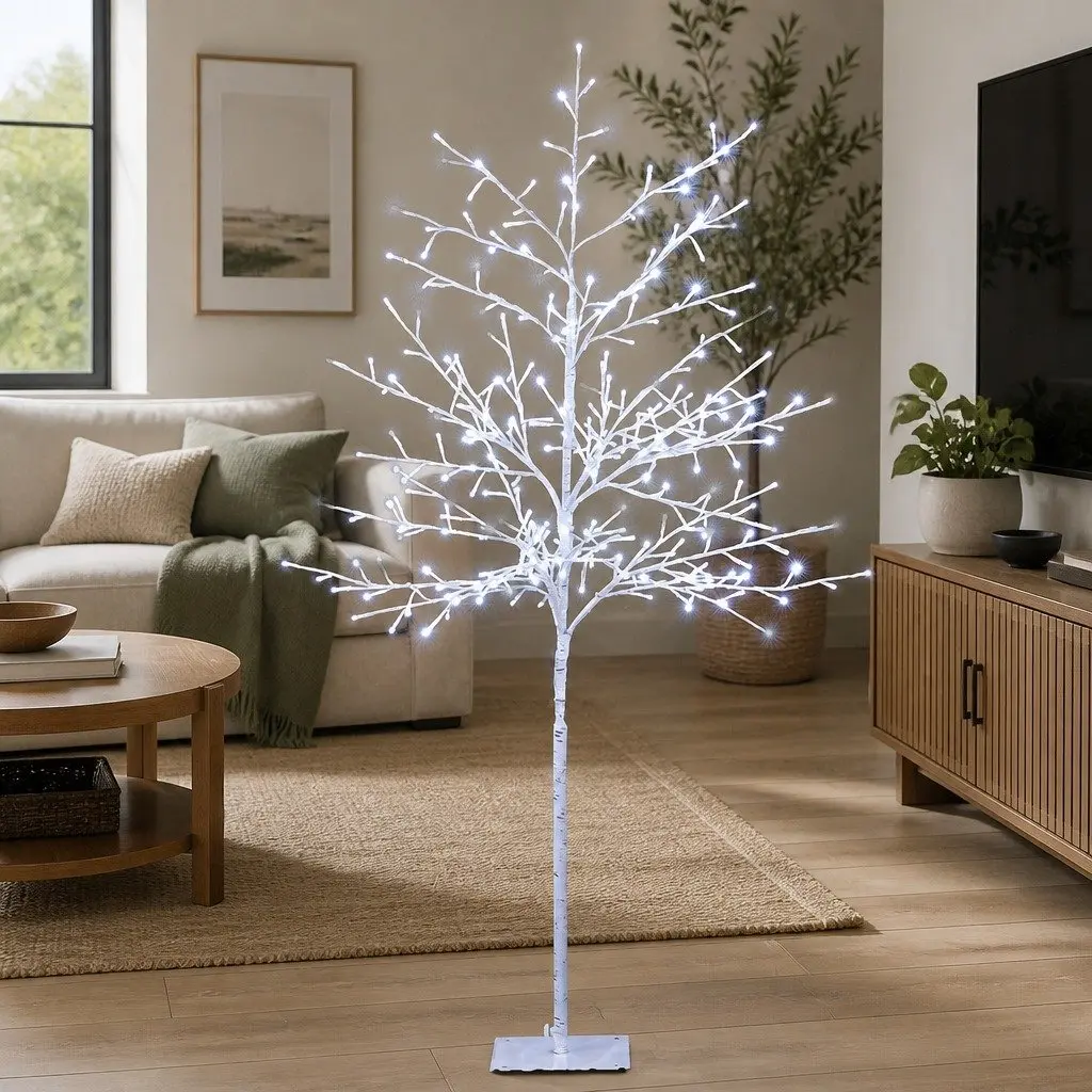 Solar LED Christmas Tree 5ft 304 White Lights Solar Powered Outdoor Garden Decoration