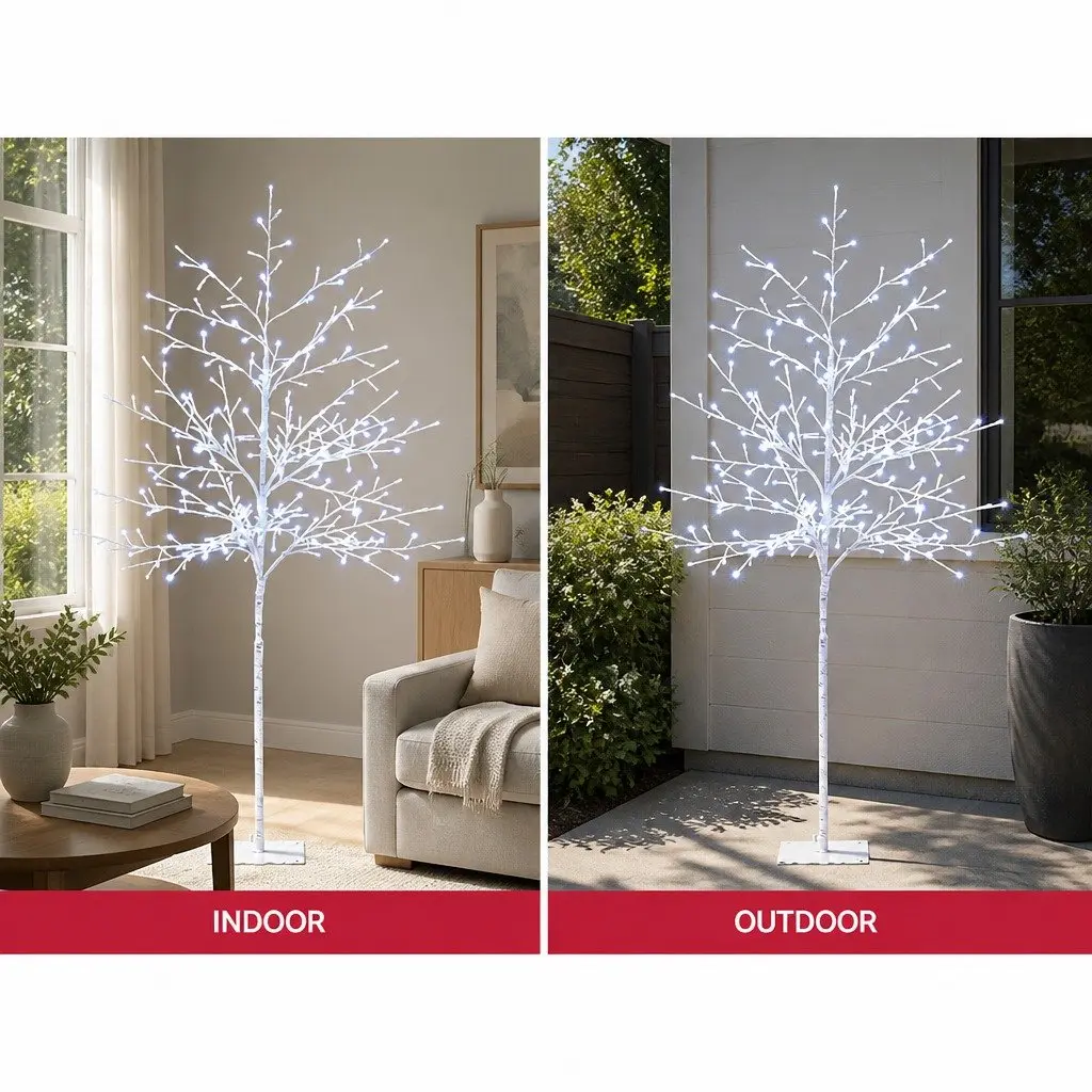 Solar LED Christmas Tree 5ft 304 White Lights Solar Powered Outdoor Garden Decoration
