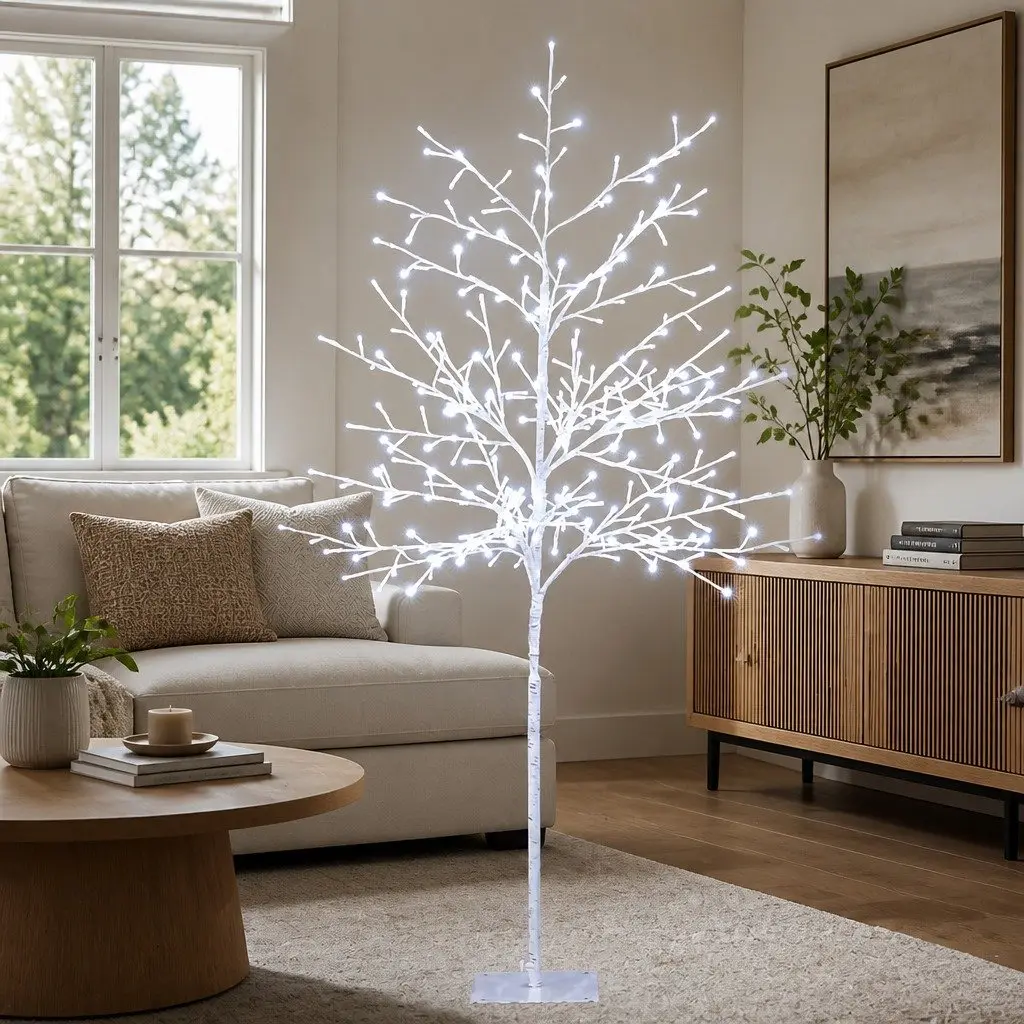 Solar LED Christmas Tree 5ft 304 White Lights Solar Powered Outdoor Garden Decoration