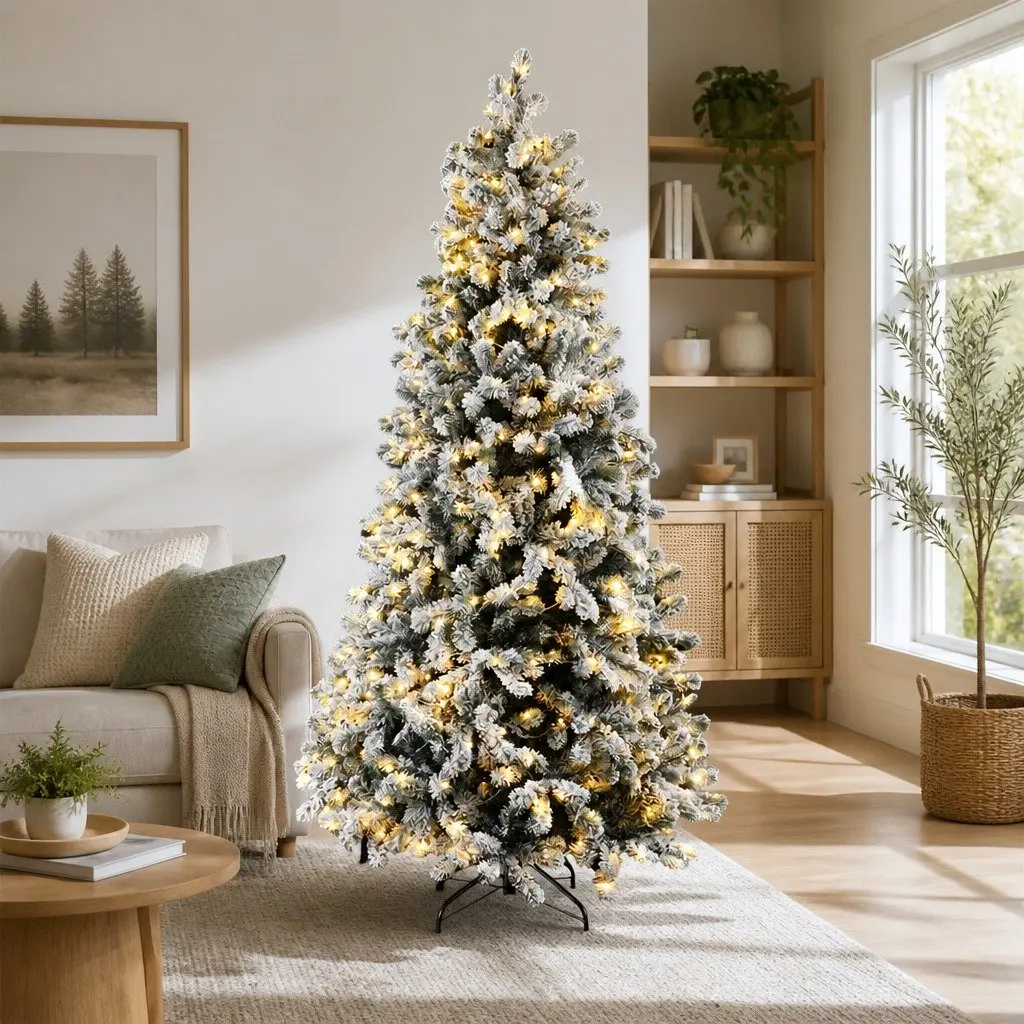 Christmas Tree 2.1m Snow Flocked 500 LED Warm White Lights with 8 Modes
