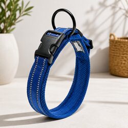 Heavy Duty Reflective Dog Collar with Safety Lock Clip Buckle and Stainless