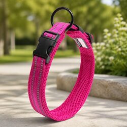 Pink Dog Collar with Safety Features for Active Dogs