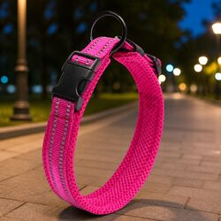 Pink XS Dog Collar with Reflective Safety Features