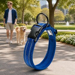 Blue Reflective Dog Collar 3XL for Enhanced Safety