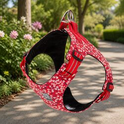 Enhance Your Dog's Style with a Red Floral Harness