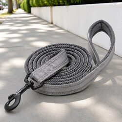 Reflective Dog Leash 2m Nylon Pet Lead Swivel Hook Grey Small Walking