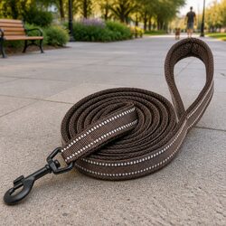 Nylon Dog Lead 2m XS in Brown for Night-Time Walks