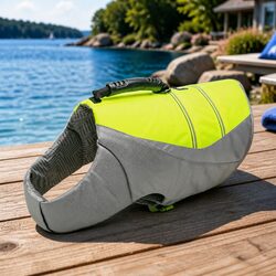 Dog Life Jacket Neon Yellow Large Water Safety Vest Pet Swimming Flotation