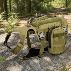 Dog Military Harness Backpack Tactical Training XL Army Green Adjustable Buckles
