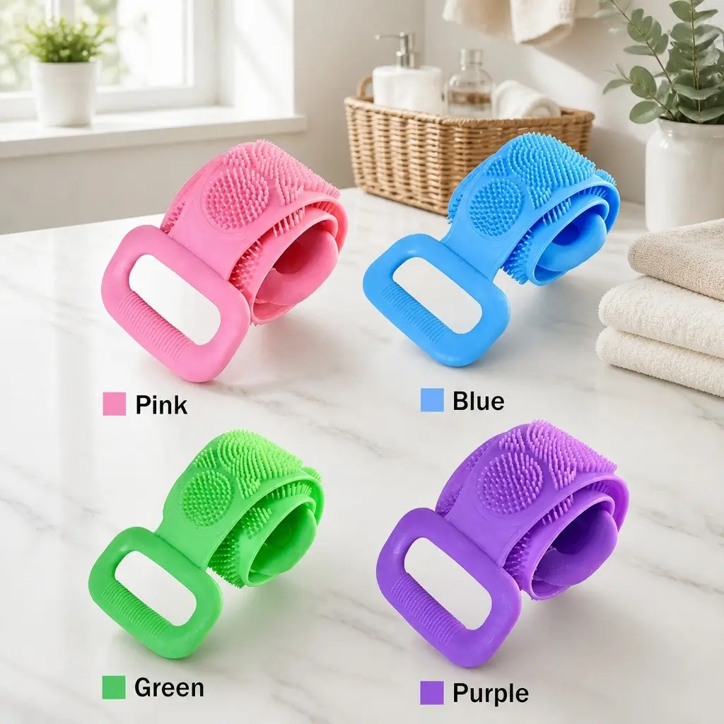 Bath Towel 60cm Exfoliating Back Scrub Strap Pink