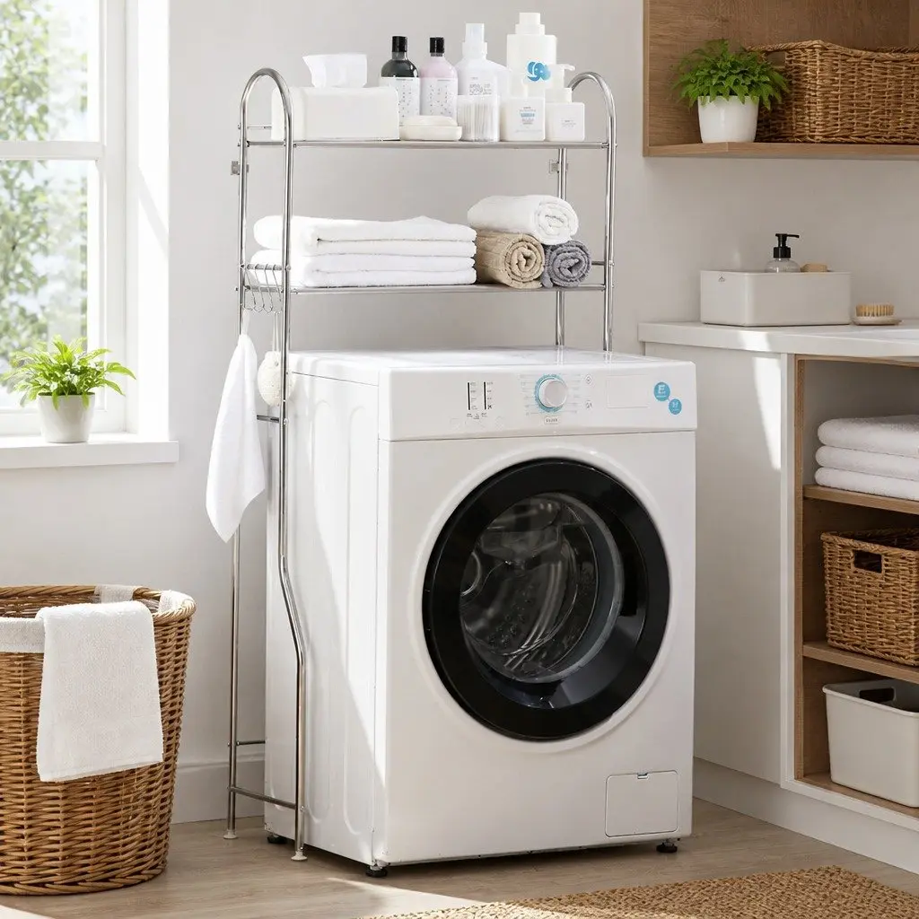 Storage Rack 2 Layer Stainless Steel Organizer for Above Toilet and Washing Machine