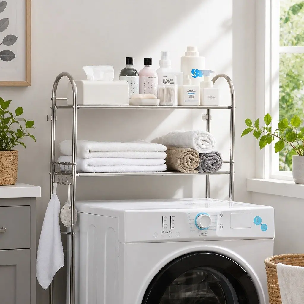 Storage Rack 2 Layer Stainless Steel Organizer for Above Toilet and Washing Machine