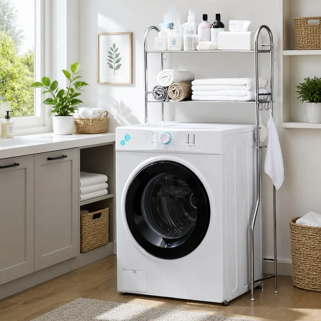 Storage Rack 2 Layer Stainless Steel Organizer for Above Toilet and Washing Machine