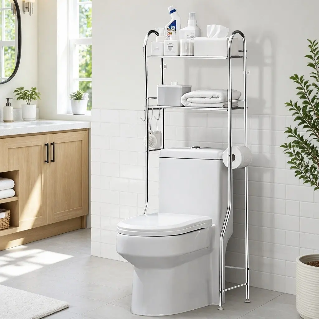 Over Toilet Storage Rack 2-Tier Stainless Steel Organizer Bathroom Shelf Unit