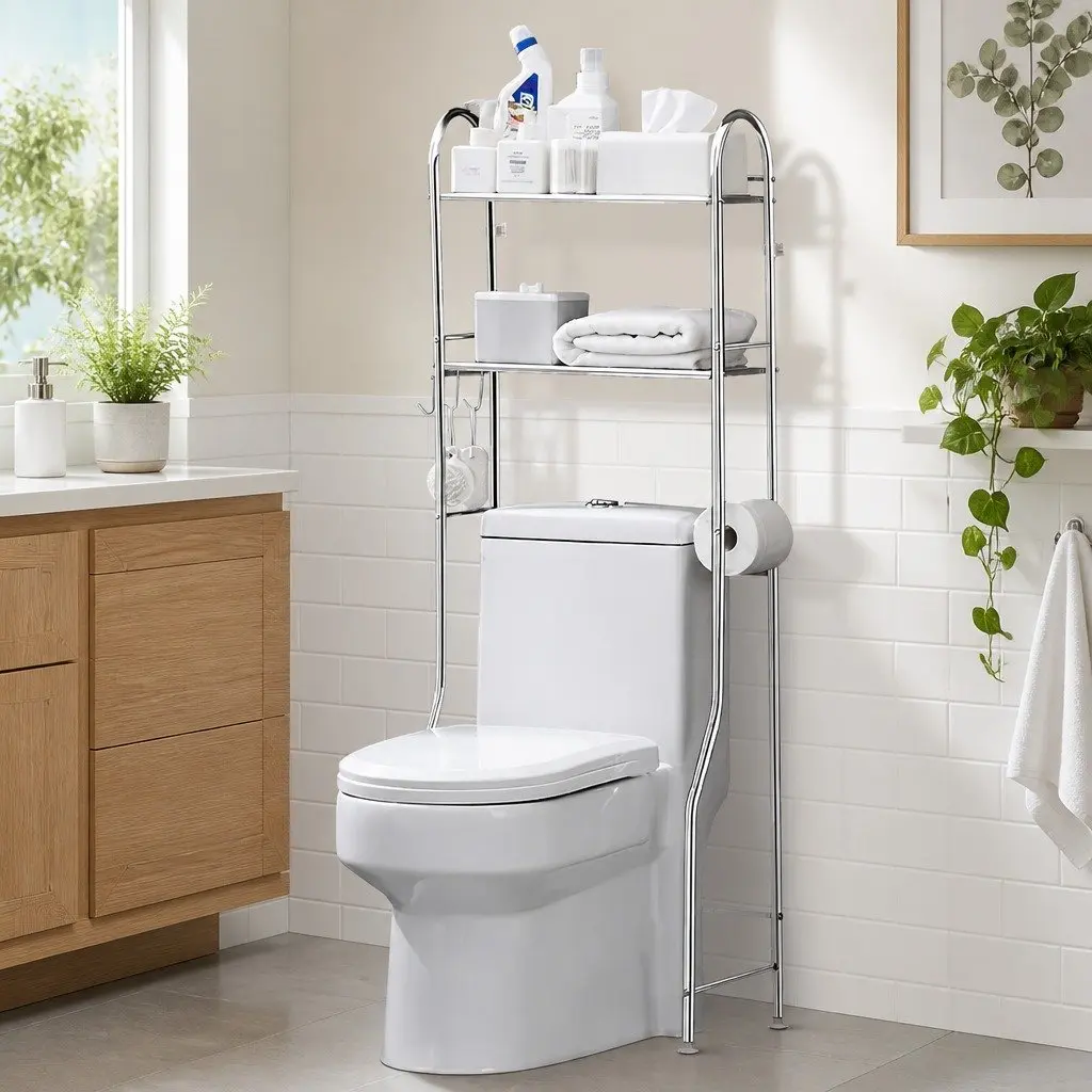 Over Toilet Storage Rack 2-Tier Stainless Steel Organizer Bathroom Shelf Unit
