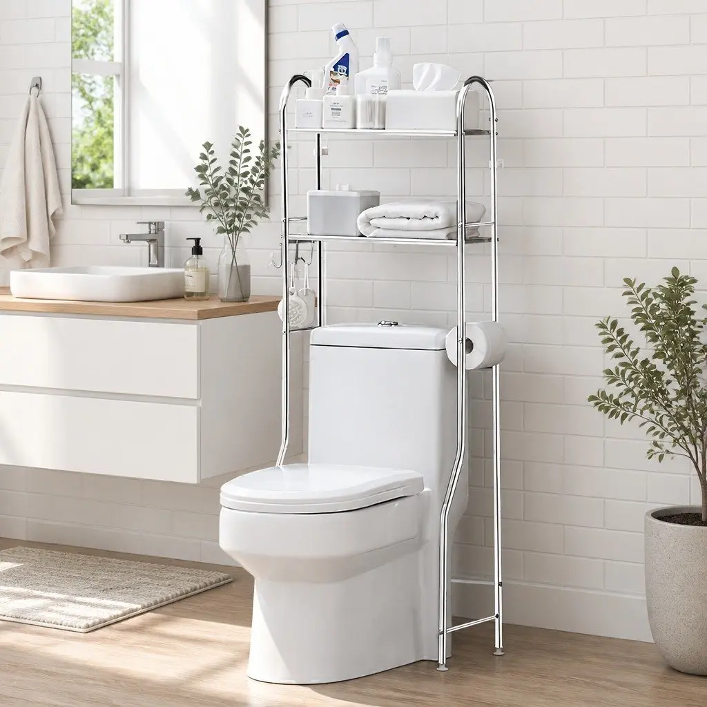 Over Toilet Storage Rack 2-Tier Stainless Steel Organizer Bathroom Shelf Unit