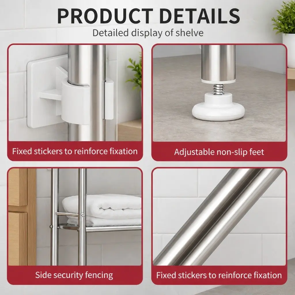 Over Toilet Storage Rack 2-Tier Stainless Steel Organizer Bathroom Shelf Unit